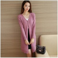 Áo khoác cardigan dáng dài phối cúc, họa tiết trơn, phong cách Hàn Quốc thanh lịch CS33