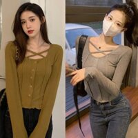 Áo khoác Cardigan dệt kim màu sắc thanh lịch cho phái nữ