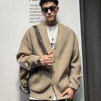 Áo Khoác cardigan Dệt Kim Tay Dài Cổ Chữ v Dáng Rộng Thời Trang Cho Nam Giới