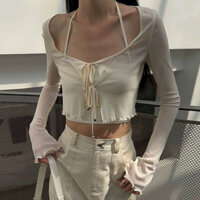 Áo khoác cardigan dệt kim chống nắng màu trơn mùa hè dành cho nữ áo khoác mỏng crop (SL)