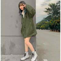 Áo Khoác Cardigan Hàn Quốc Thêu Sắc Nét -Chất NỈ Ngoại Form Unisex Nam Nữ Mặc Cặp thoitrangsihienlinh - xanh,freesize
