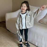 Áo khoác cardigan hoạt hình cho bé gái, áo khoác cardigan có mũ sọc cho bé trai và bé gái, áo khoác in hoạt hình cho bé gái