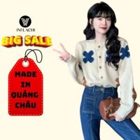 Áo khoác cardigan INFLACHI áo len nữ dài tay cúc giữa chất len dày dặn phong cách retro Hàn Quốc M292 E2-9