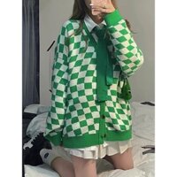 ÁO KHOÁC CARDIGAN KẺ CARO XANH LÁ CÂY