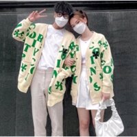 Áo khoác Cardigan khuy nút Nam Nữ in Bảng chữ cái ABC... chất nỉ dày NganAK shop.
