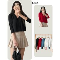 Áo khoác cardigan len dệt kim mỏng kiểu cổ tim tay dài tay dễ phối đồ Maia 038 P0K12