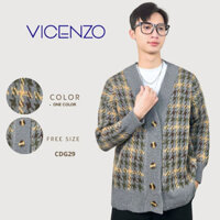 Áo Khoác Cardigan Len Nam VICENZO Dài Tay Form Rộng, Cadigan Len Nam Dài Tay Nhiều