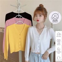 Áo Khoác Cardigan Len Nữ Dệt Kim Cổ V Cài Khuy Tay Dài Xinh Xắn Thời Trang Hàn Quốc | Smide Clothing