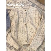 Áo Khoác Cardigan Len Vặn Thừng Họa Tiết Chấm Lem Nhem Độc Đáo Thời Trang Thu Đông Nữ
