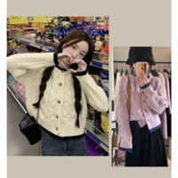 Áo khoác cardigan len vặn thừng xoắn màu pastel dáng ngắn thời trang thu đông HMBOUTI SP28