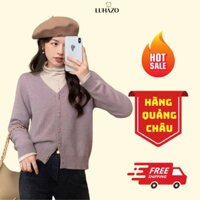 Áo khoác Cardigan LUHAZO nữ len cổ V dài tay dệt kim mềm mại cúc kim loại dễ thương thời trang Hàn Quốc L187 K2-22.1
