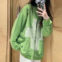 Áo Khoác Cardigan màu xanh lá cây Jiashucheng Áo Hoodie thích hợp thiết kế oversize kiểu Mỹ thương hiệu thời trang Instagram mùa xuân thu cho nữ