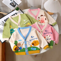 Áo khoác cardigan mùa thu cho bé trai và bé gái Áo sơ mi hoạt hình đáy nhỏ và vừa cho trẻ em hoạt hình dễ thương Áo khoác Hàn Quốc