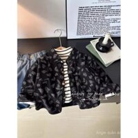 Áo khoác cardigan nam mới, dáng rộng, thanh lịch, áo sơ mi bé gái, áo sọc, áo dài tay cho trẻ em