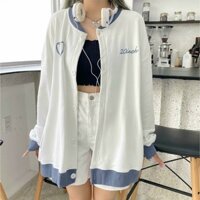 Áo Khoác Cardigan Nam Nữ In Hình Trái Tim Dễ Thương, Áo Khoác Thời Trang Kiểu Cúc Bấm Vải Nỉ Cao Cấp Mẫu Hot