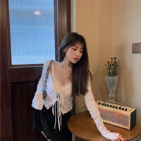 Áo khoác cardigan ngắn chống nắng bằng lụa lạnh cho phụ nữ, mùa hè mới, cổ chữ V, áo khoác mỏng, thời trang, nhung chồn 6X2T