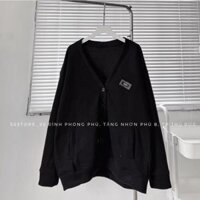 Áo khoác Cardigan nhiều màu thêu logo WZS form rộng unisex nam nữ - Cardigan WZS đen - M