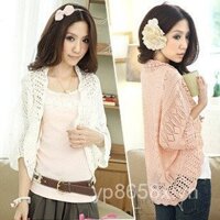 Áo khoác cardigan nữ mùa xuân hè phong cách Hàn Quốc, áo len mỏng, tay cánh dơi rộng, áo bảo vệ chống nắng, khăn choàng nhỏ