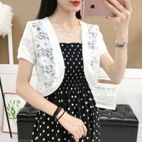 Áo khoác Cardigan ren rỗng nữ ngắn tay chống nắng Áo khoác mỏng