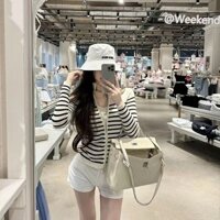 Áo khoác cardigan sọc 2024 áo len dệt kim mùa thu mới dành cho nữ