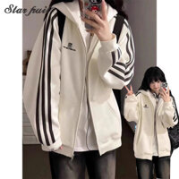 Áo khoác Cardigan sọc Hàn Quốc dành cho nữ Áo khoác có mũ trùm đầu cổ điển kiểu Mỹ