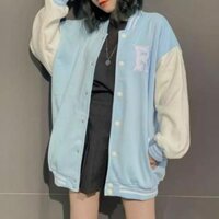 Áo Khoác Cardigan Thêu R Nỉ Ngoại Hàng Shop - UNISEX - Màu Mint , Tím Và Xanh Ngọc - XANH NGỌC - M