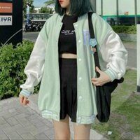 Áo Khoác Cardigan Thêu R Nỉ Ngoại Hàng Shop - UNISEX - Màu Mint , Tím Và Xanh Ngọc - MINT - L