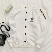 Áo khoác cardigan unisex form rộng nam nữ hình tym chất nỉ ngoại bao đẹp - TRẮNG,XL