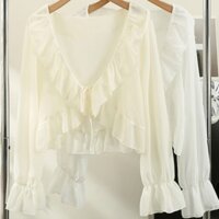 Áo Khoác Cardigan Vải Voan Tơ Xước Mỏng Cổ Viền Đăng Ten A26 Hàng Quảng Châu