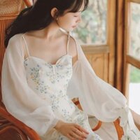 Áo khoác Cardigan voan băng lụa mùa hè dành cho nữ Áo khoác mỏng chống nắng dài tay