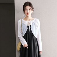 Áo khoác cardigan voan chống nắng màu trơn mùa hè dành cho nữ áo khoác mỏng tay dài