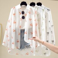 Áo khoác Cardigan voan dài tay bằng lụa băng mùa hè dành cho nữ Mickey mỏng chống nắng