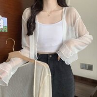 Áo khoác Cardigan voan lụa băng mùa hè dành cho nữ Áo khoác chống nắng dài tay mỏng thoáng khí