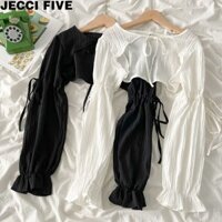 Áo khoác Cardigan voan ngắn nữ mùa hè Slim dài tay Tie Áo khoác mỏng