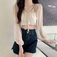 Áo khoác Cardigan voan ngắn mùa hè dành cho nữ Áo khoác mỏng trong suốt