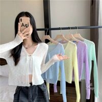 Áo khoác cardigan voan tơ mỏng cột dây nhiều màu