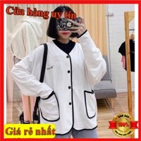 Áo khoác Cardigan/Áo nỉ bông viền full xinh xắn, trần bông êm ái - KN35