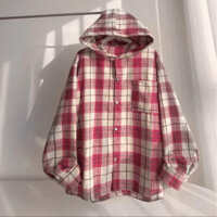 ÁO KHOÁC CARO NỮ CÓ NÓN KIỂU DÁNG HÀN QUỐC