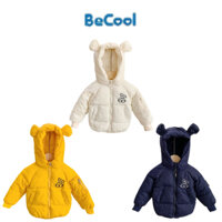 Áo khoác cho bé , Áo khoác Phao bé trai bé gái liền mũ thêu chú gấu cực ấm cho bé từ 6-17kg BINBON KIDS