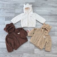 Áo Khoác Cho Bé Embes, Áo Khoác Lông Tai Gấu Lớp Lông Dày Dặn Cho Bé Mặc Thu Đông Size Từ 8kg-18kg