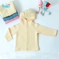 Áo Khoác Cho Bé Sơ Sinh Haki Vải Chần Bông Mũ Tai Gấu Siêu Ấm BB014