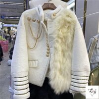 Áo Khoác chống lạnh giữ ấm cỡ lớn Áo khoác nữ Hàn Áo Khoác Lông Thú Giả LÔNG CÁO giả da lông vũ cho nữ áo 2025 mùa đông Châu Âu mẫu mới Áo khoác cổ đứng dày rộng rãi Áo khoác thời trang cửa hàng nữ