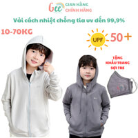 Áo khoác chống nắng bé trai Gee, UPF 50+ chống tia uv 99,9%, có nón, trùm kín tay, vải 3 lớp mềm mịn, thoáng mát dễ chịu