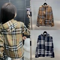 Áo khoác chống nắng nam nữ BBR vải umi dệt hoạ tiết kẻ sọc caro to dày dặn khoá zip cao cấp ACN06P