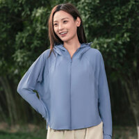 Áo khoác chống nắng phụ nữ dạng ngắn, có thể tháo rời nắp m ũ  che toàn bộ khuôn mặt, chống nắng