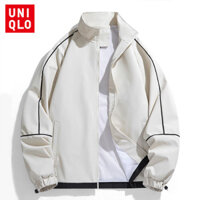 Áo khoác chống nước ngoài trời dành cho nam Uniqlo, Áo khoác chống gió cổ đứng thông thường, Áo dây kéo rộng và thoáng khí