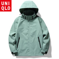 Áo khoác chống thấm nước cho nữ Uniqlo Áo gió thời trang ngoài trời Áo khoác có mũ trùm đầu thể thao