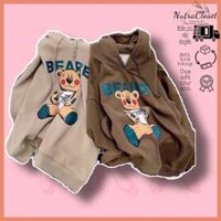 Áo khoác chui đầu hoodie có nón tay phồng in gấu unisex ulzzang nam nữ AN689 - Nâu đậm - &amp;lt65kg