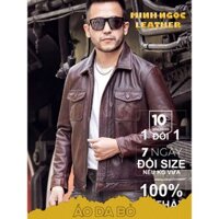 Áo khoác cổ bẻ da bò thật cao cấp hai túi hộp ở ngực, Áo khoác da thật Minh Ngọc Leather Jacket dành cho nam