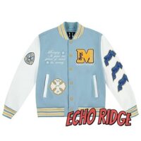 Áo khoác cổ bóng chày nam thêu chi tiết còng đàn hồi